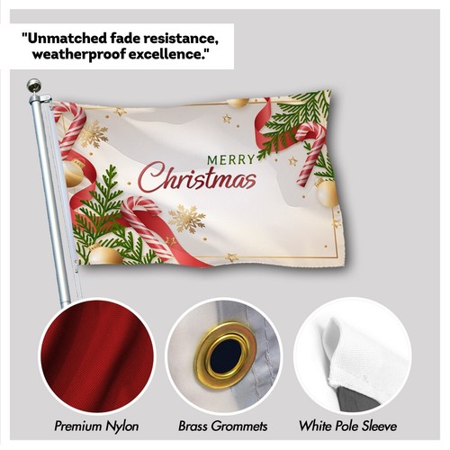 AGAS Christmas Flag - Merry Christmas with Pine Leaves, Snowflakes, and Stars - Bild 34 von 35