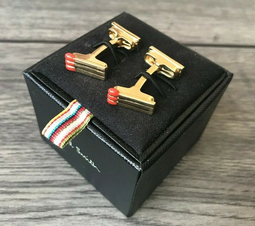 PAUL SMITH GOLD TONE MATCHSTICK MATCHES CUFFLINKS BNIB - Picture 1 of 6