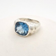 Sterling Silver 7ct London Blue Topaz Ring December Birthstone sz7 New