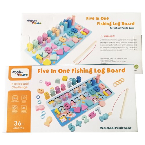 Juego de madera con forma de pesca y conteo imán rompecabezas tablero juguetes educativos - Imagen 2 de 5