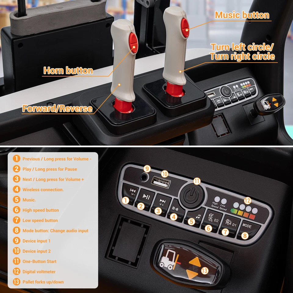 Carretilla elevadora eléctrica eléctrica 12V 360° para niños niños paseo en coche con juguetes de tienda Foto 2 de 4