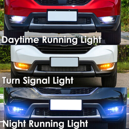 3 Colors DRL LED Daytime Running Light Fog Lamps For Honda CR-V CRV 2017-2019 - Picture 7 of 8