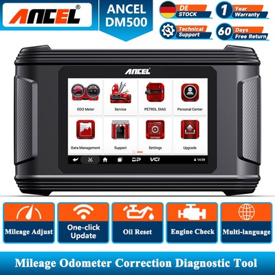 2025 ANCEL DM500 KFZ OBD2 Diagnosegerät Anpassung des Kilometerstandes Öl Reset