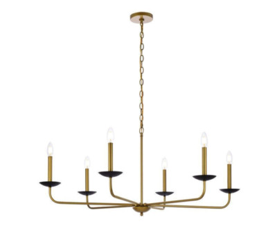 Chandelier Light Fixture Large Modern Brass an Black Farmhouse Decor Dining Room
