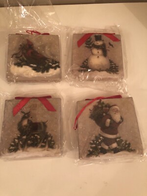 kurt adler 4er Set Weihnachtsbaum eckig Kastenschmuck