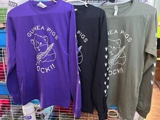 Guinea Pig Sanctuary Swag Bella Size 2XL Olive Green Pawprint Long Sleeve Guitar