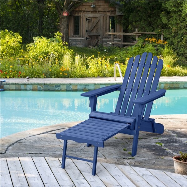 Folding Adirondack Chair with Adjustable Backrest and Ottoman for