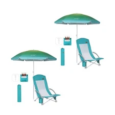 Nice C Beach Chair, Beach Chairs for Adults with Umbrella and Cooler, High Ba...