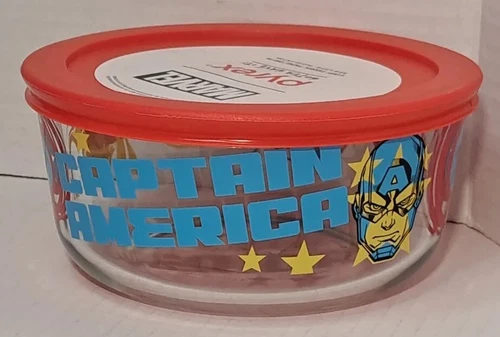 Marvel Avengers Pyrex Bowl Captain America Thor NEW Glass 4C Storage Bowl Lid
