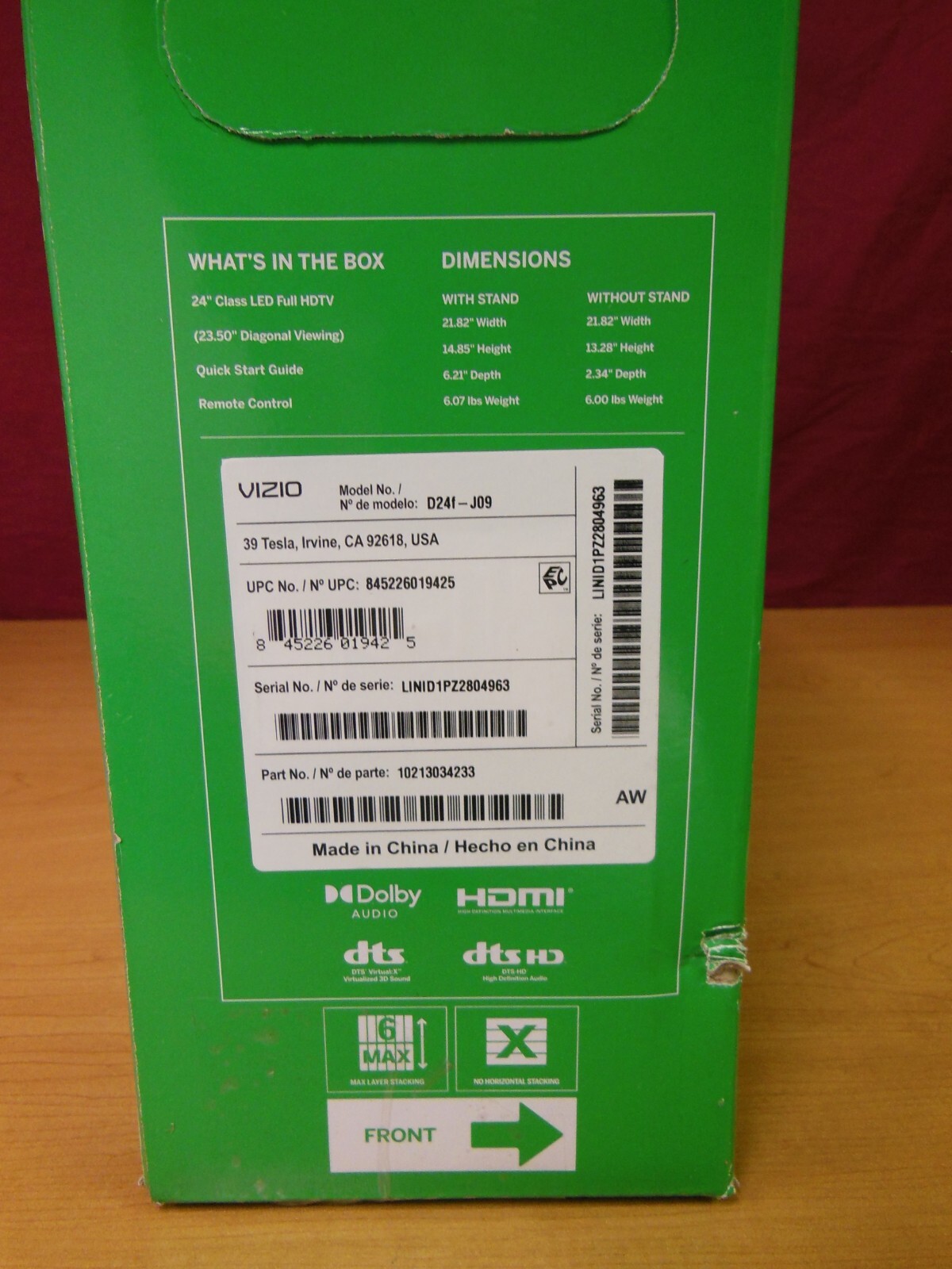 VIZIO D-Series D24f-JO9  24" Class Full 1080p HD Smart LED TV **New Sealed**
