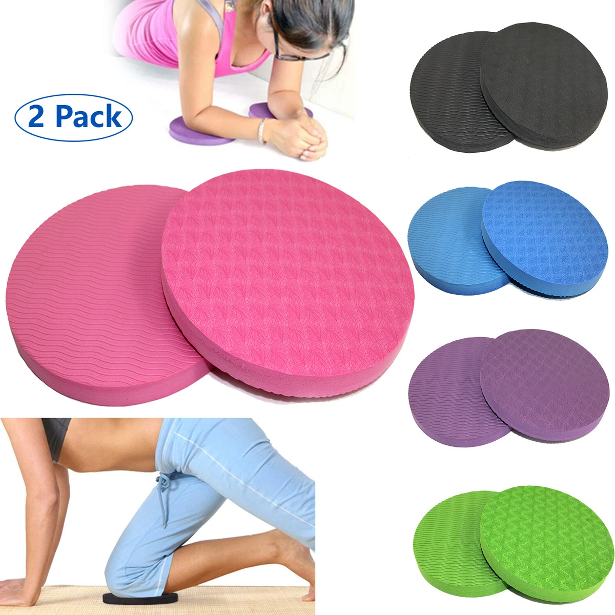 2 Pack Thick Round EVA Foam Yoga Knee Pad Elbow Fitness Anti-Slip Mat  Durable