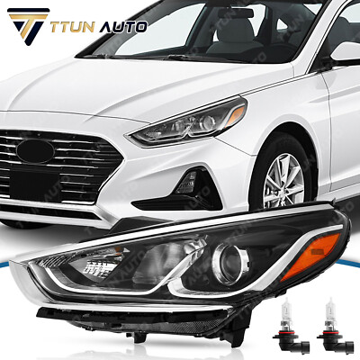Driver Left Side Halogen Headlight Assembly w/Bulb For 2018 2019 Hyundai Sonata