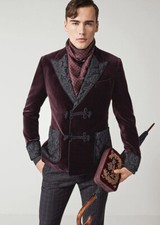 Men Smoking Jacket Burgundy Velvet Party Wear Wedding Groomsmen Dinner Jacket