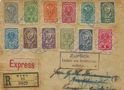 Austria 1919 Daily stamps Set? on Registered & Express cover