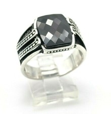 Handmade Men's 925 Sterling Silver Ring Size 10.5 Black Onyx