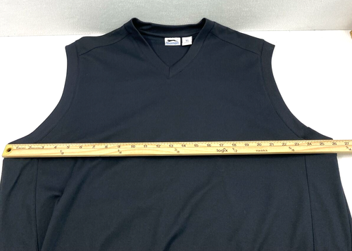 Slazenger Golf Vest Mens XL Black V Neck Sleeveless Logo Dad Grandpacore - Picture 4 of 7