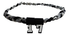 PICK YOUR NUMBER KID Black Gray White Braided Tornado Necklace Baseball Softball