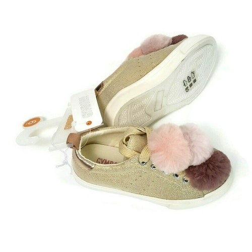 GYMBOREE Pom Pom Gold Glitter Sneakers Shoes Size 9 Girls NWT - Picture 5 of 8