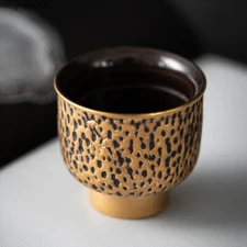 Handmade Tea Set Integrated Gold Color Ceramic Hammer Cup Gilt Household