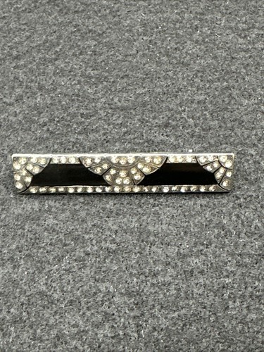 Art Deco Black Rhinestone Bar Pin - Picture 8 of 12