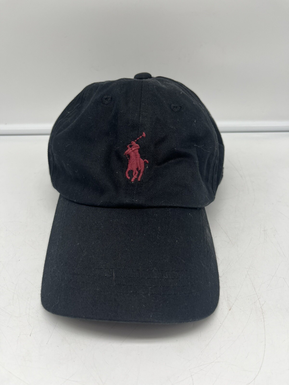 Polo Raph Lauren Cappello Berretto Cinturino Schiena Adulto Taglia Unica Nero Rosso Pony