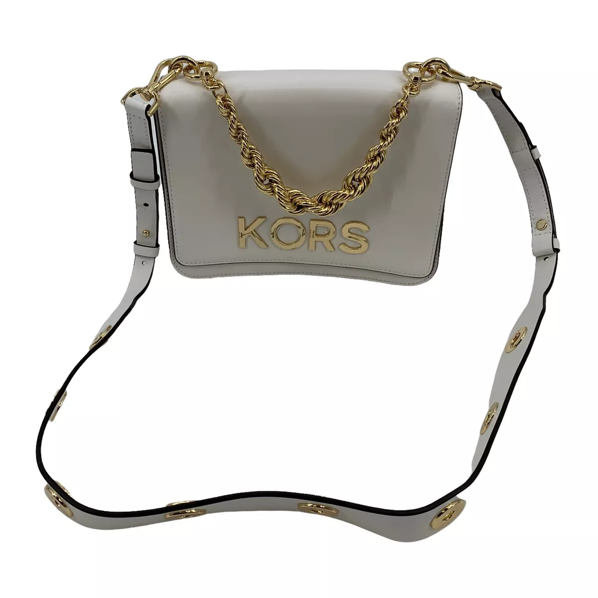 Michael Kors, Bags, Michael Kors White Purse With Gold Chain Handle