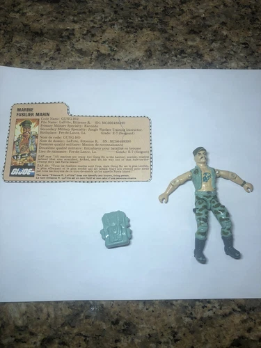 Vintage GI JOE -1983 GUNG HO - HASBRO w/ Backpack & Card