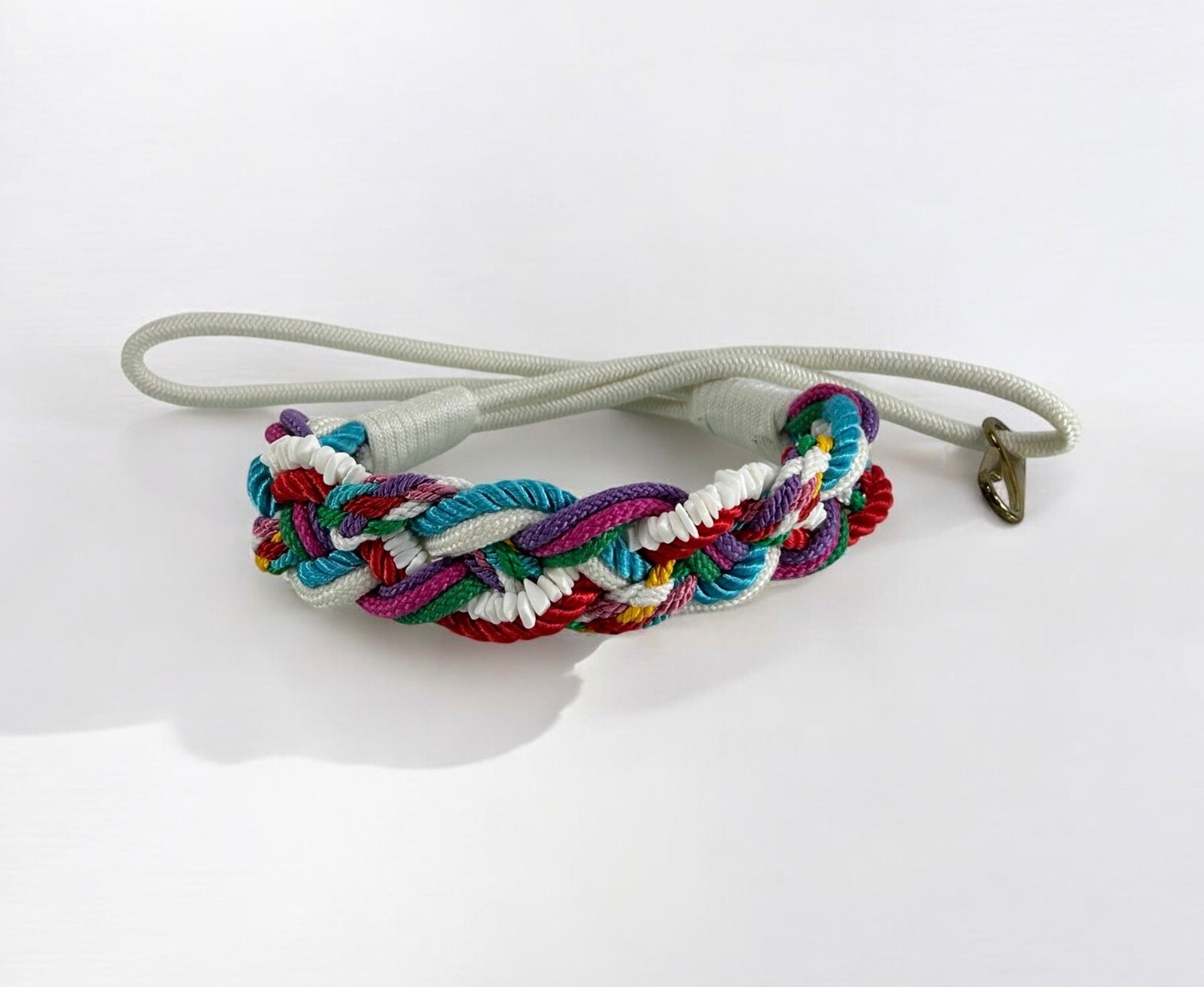 Hand Woven Retro Rainbow Beaded Stretchy Waist Belt S/M Multicolor