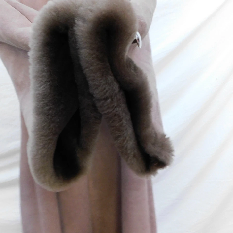 Abrigo largo beige forrado de piel de oveja talla 10 Sawyer Of Napa de colección para mujer Foto 3 de 4