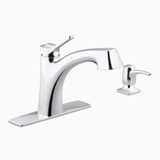 KOHLER Maxton Polished Chrome 1-Handle Deck-Mount Pull-Out Handle Kitchen Faucet