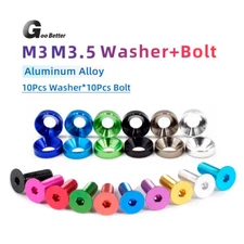 10Set M3/3.5 Aluminum Flat/Countersunk Head Allen Hex Socket Cap Screw Washers