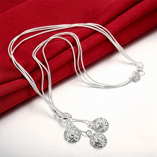 DOTEFFIL 925 Plata de Ley Rosa Flor Serpiente Cadena Collar Pulseras Pendiente - Imagen 2 de 6