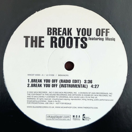 The Roots & Musiq Soulchild - Break You Off - 12" Vinyl Record 2002 PROMO MCA - Picture 2 of 4