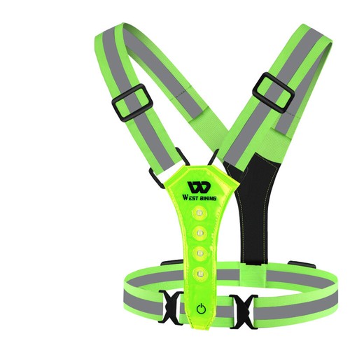 WEST BIKING Safety Reflective Cycling Running Vest USB Rechargeable LED Light - Picture 14 of 18