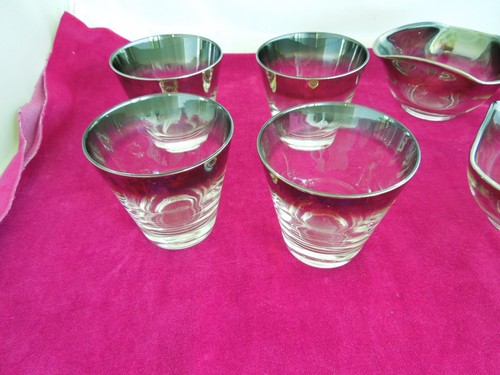 Vintage MCM 4 bicchieri da whisky Dorothy Thorpe Silver Fade e 4 ciotole - Foto 3 di 7