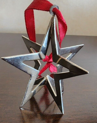 RESTORATION HARDWARE 3 D SILVER STAR CHRISTMAS ORNAMENT