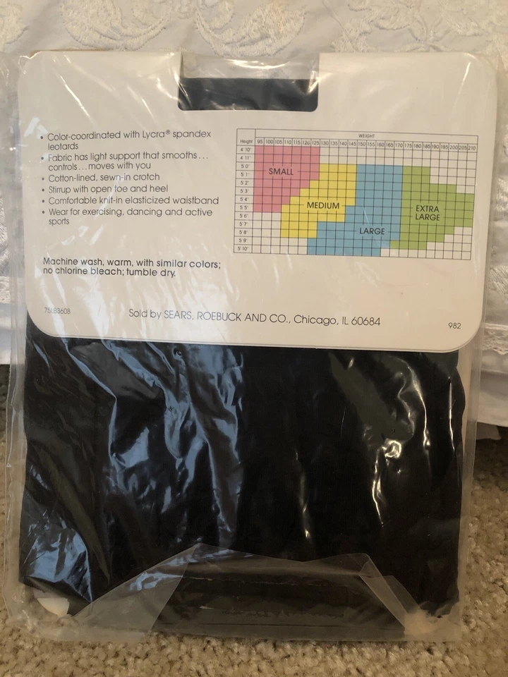 Medias de colección Sears Cling-alon STRIRUP medianas hasta 145 lb negras nuevas de stock Foto 3 de 4