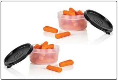 NEW tupperware serving cups set of 4 sheer with black seal