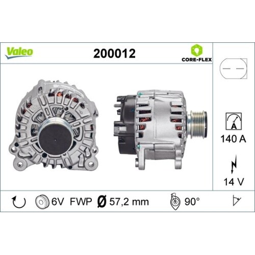 Alternatore Valeo 200012 Valeo Core-flex per Audi Chrysler Dodge Ford Seat Skoda - Foto 1 di 5