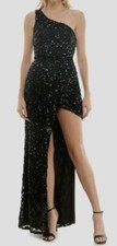 Speechless Women's Juniors Black Hi-lo Hem Sleeveless Formal Gown Dress Size 1