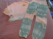 Girls Ivory  Teal Cozy Justice Long Sleeve Top Pajama Set - SZ 12