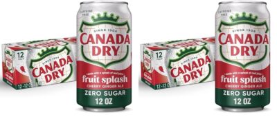 (24 Pack) Canada Dry Zero Sugar Fruit Splash Cherry Ginger Ale Soda Drink, 12 Oz