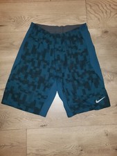 Small Mens Nike Dri Fit Shorts Blue Geometric Swoosh Logo
