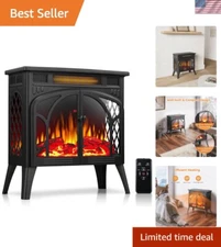 5100 BTU Freestanding Electric Fireplace with Realistic Flame Effect & Timer