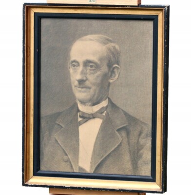 19th Century Antique Artwork - Old Danish Portrait Drawing of a Man