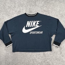 Nike Sweatshirt Womens XS Sportswear Crop Top Long Sleeve Pullover Dark Green