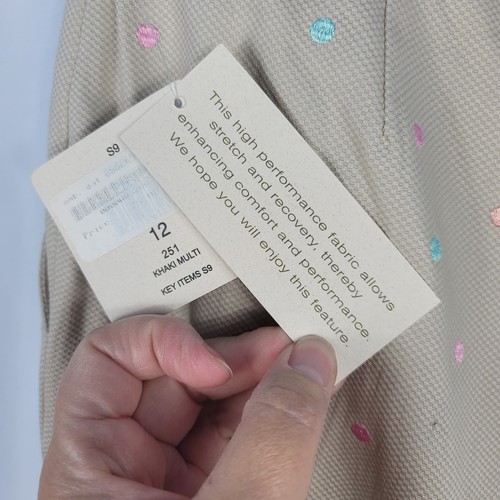 EP Pro Women's Bermuda Golf Shorts Size 12 Beige Khaki with Pastel Polka Dots - Picture 11 of 14