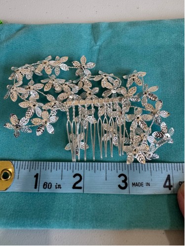 Peine de pelo floral plateado y transparente sin marca para mujer talla única - Imagen 5 de 5