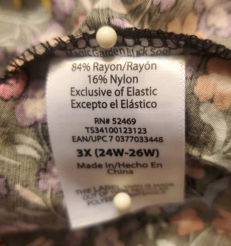 Nuevo con etiquetas Maxi Vestido Terra & Sky Multicolor Floral Mezcla Rayón Plus 3X (24W-26W) - Imagen 13 de 13