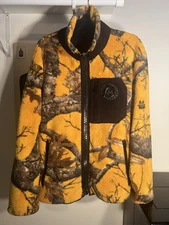 MOOSE KNUCKLES x Post Malone Mens Realtree Sherpa Zip Up Jacket Yellow MSRP $595